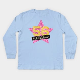 56th Birthday Gifts Women Fabulous - Pink Gold Kids Long Sleeve T-Shirt